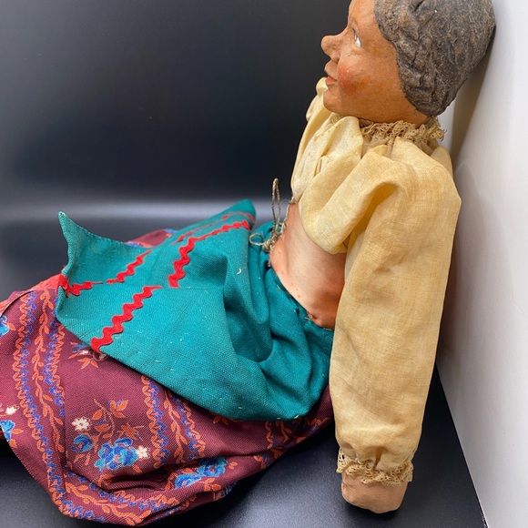 Vintage Primitive Folk Art Doll w/Hand Stitched Clothing & Hand Painted Face - Picture 11 of 15